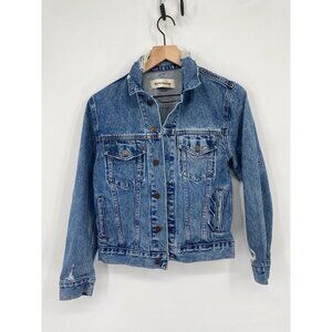 Reformation Women's Distressed Denim Jean Jacket Size SMALL COTTON